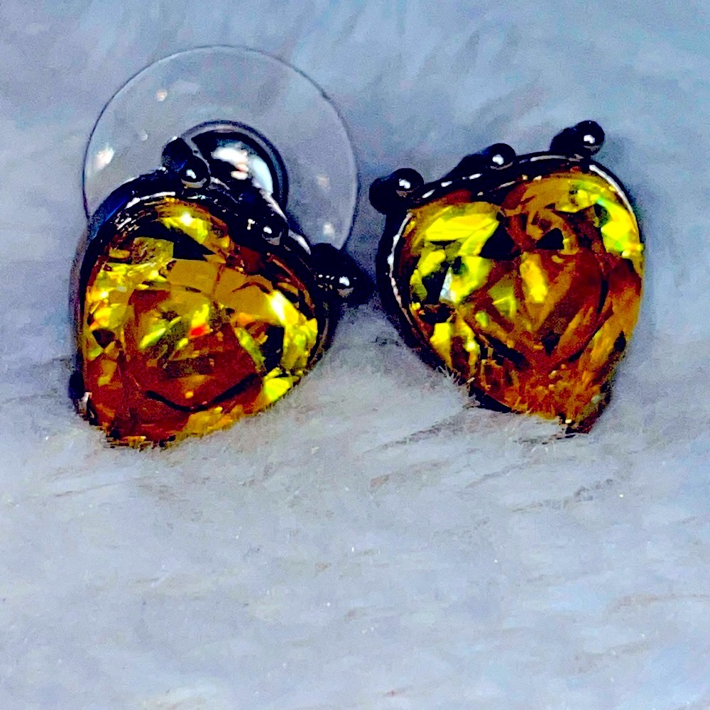 Heart shaped canary yellow earring studs valentines